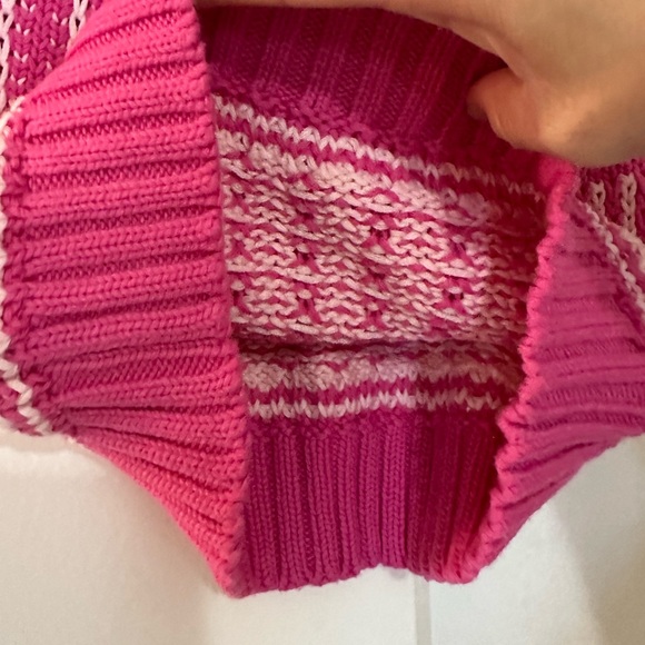 NWT Lush Crochet Striped Top Fuchsia Blush Women’s Size M - Picture 4 of 7